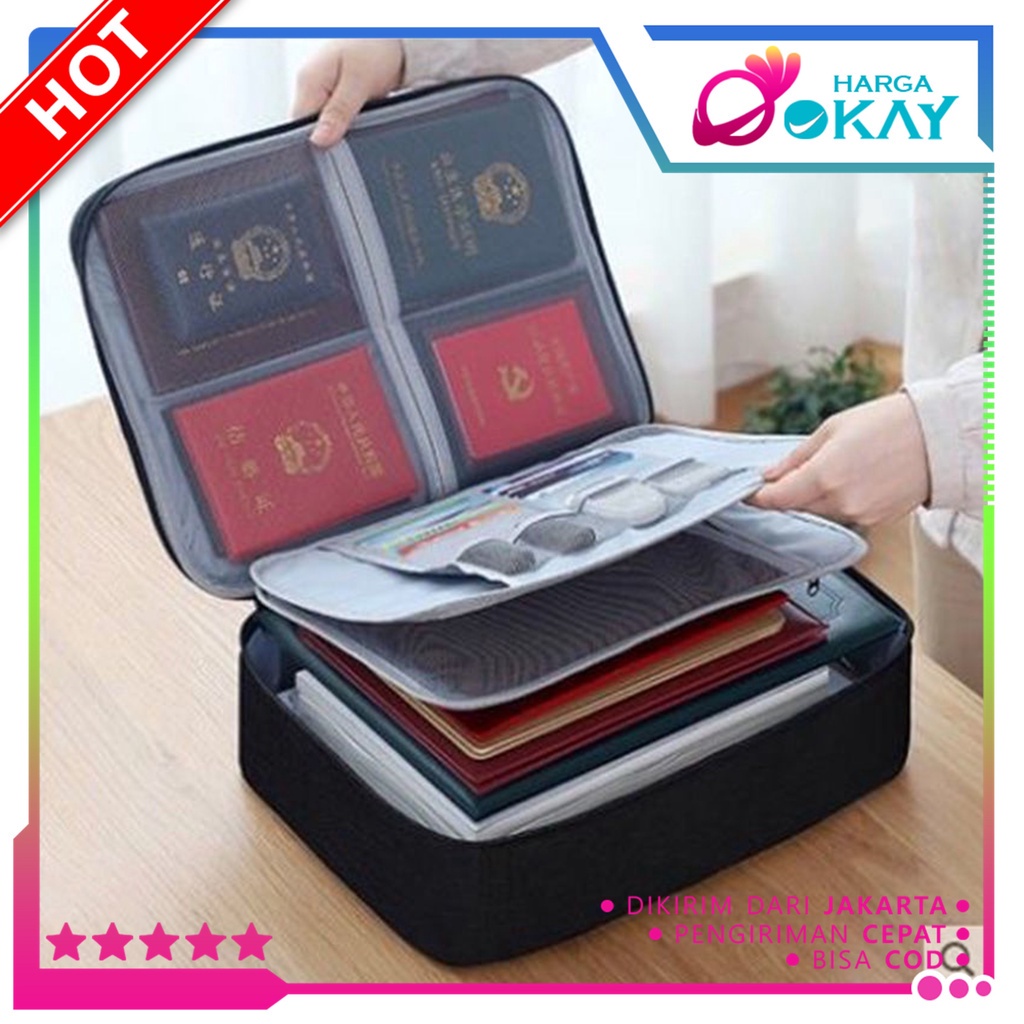 HO Tas Penyimpanan Dokumen 3 Layer Storage Bag Sertifikat File Tempat Dokumen Penting Tas