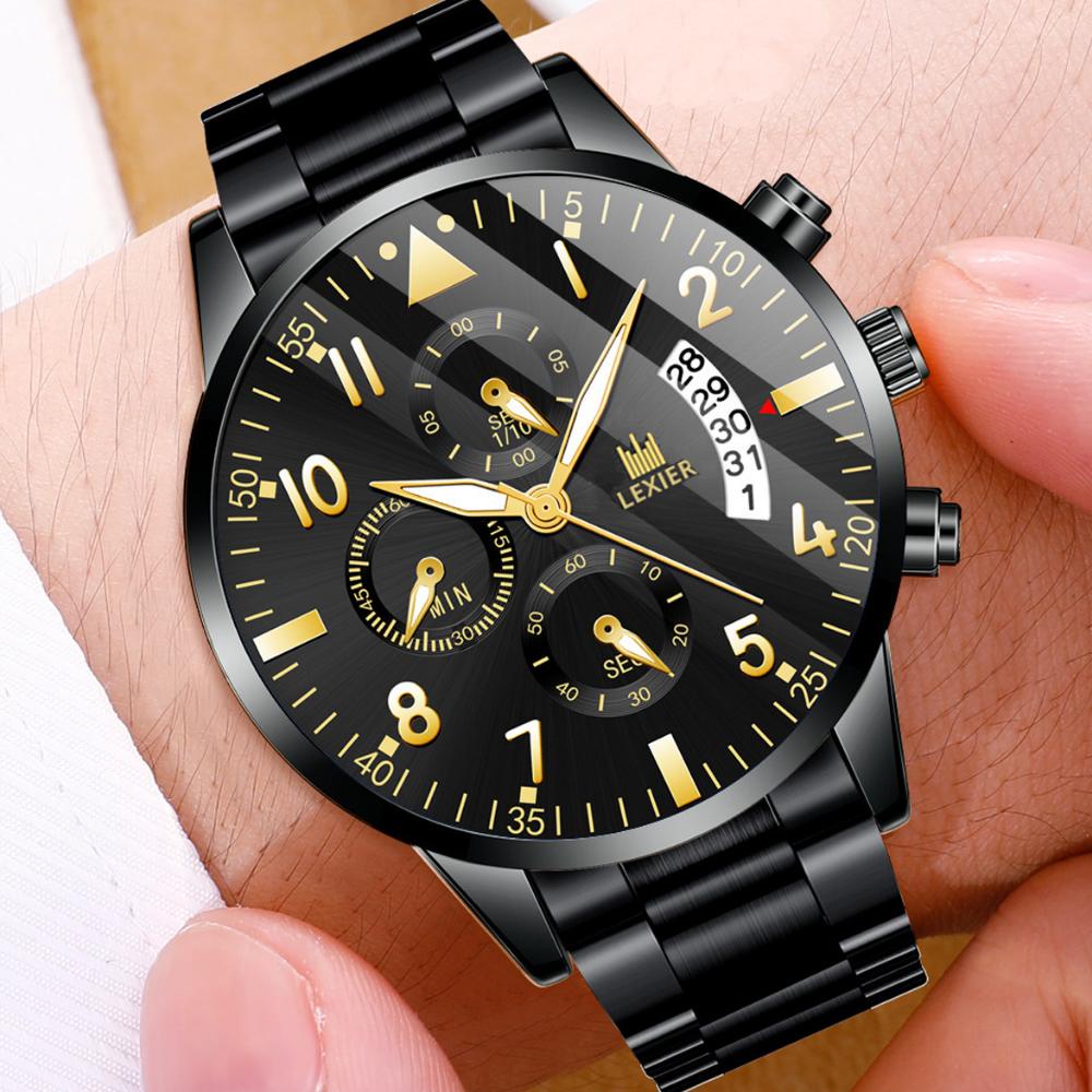 Gratis Ongkir Jam Tangan Pria Lexier Model Kasual Bisnis Terbaru 2024 Band Stainless Steel Waterproo