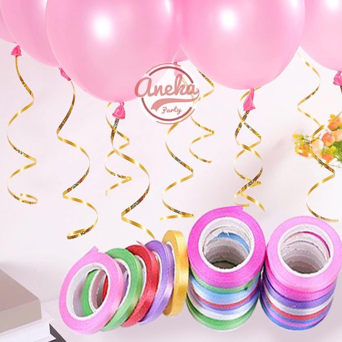 

Ready!!!(COD) Pita Balon curly 5 m / Curly Ribbon / Pita ribbon Balon Mini / pita rope serut / hiasan pita balon / tali balon