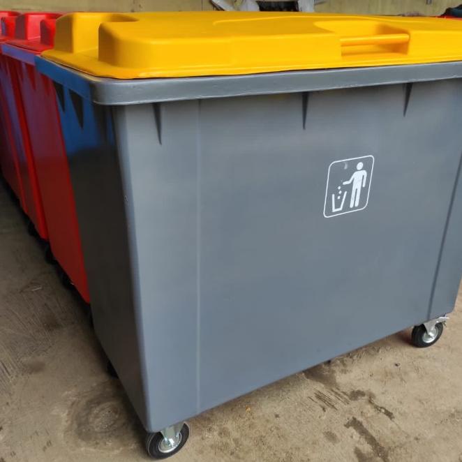 Bak Sampah / Tempat Sampah Fiber Besar + Roda Ukuran 660 Liter Varian
