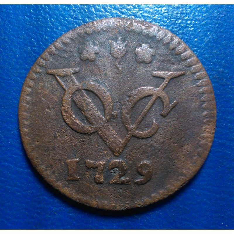 Koin VOC 1 Duit West Friesland 1729 Rare