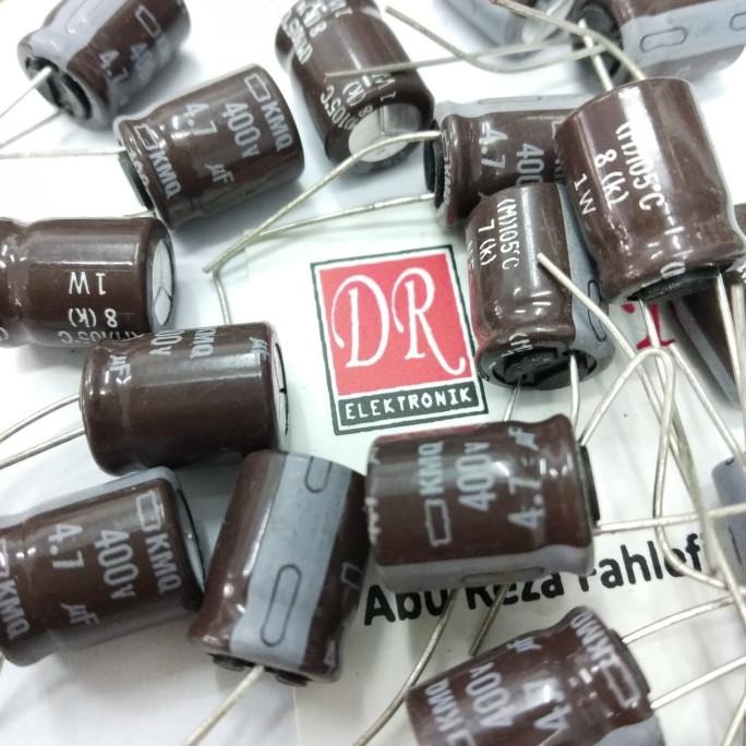 Baru Capasitor Kapasitor Elco 4,7uf 400v 4,7 4.7 uf mikro 400 volt 400volt dre3 Diminati Banget