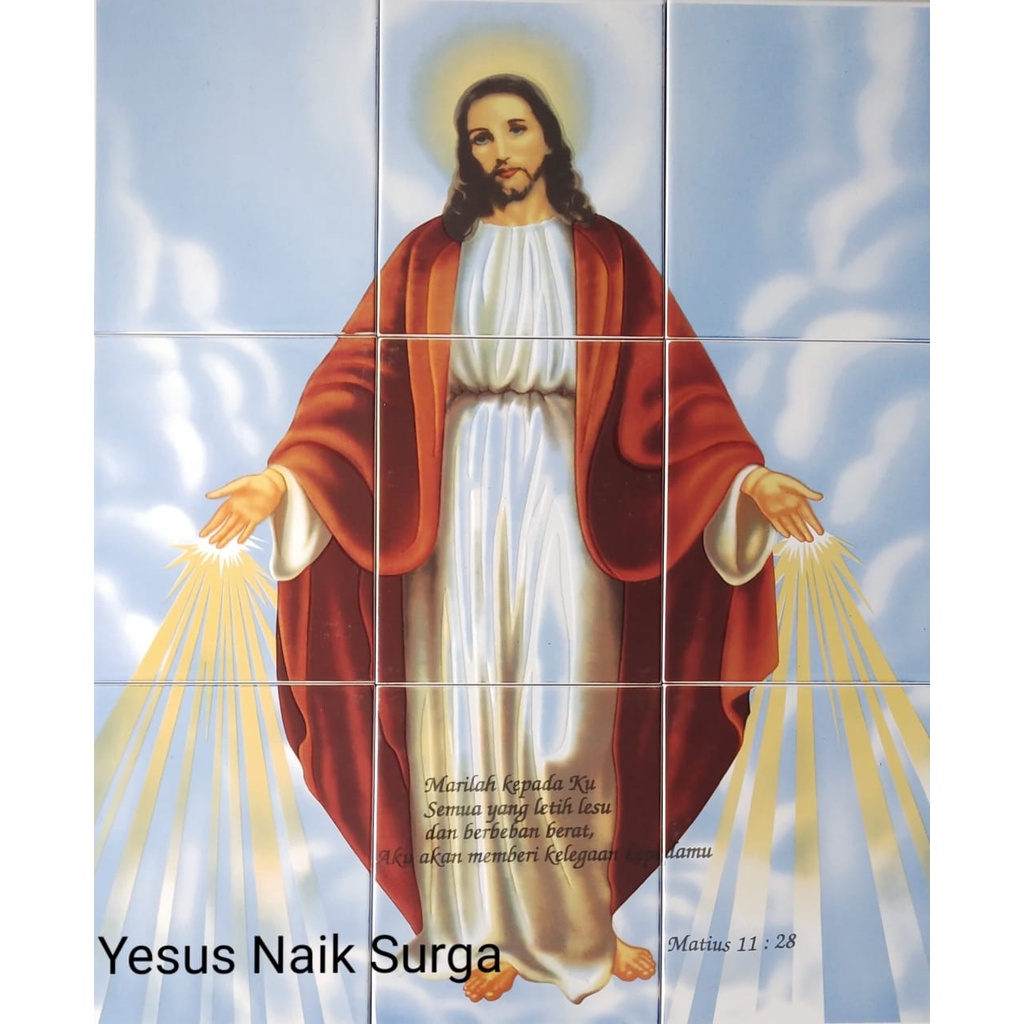 Panel Keramik 9x20x25 Yesus Naik Surga + Packing Palet Kayu.