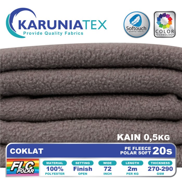 Terbaru Kain Polar Fleece 20S Coklat Karunia Textile Promo Terlaris