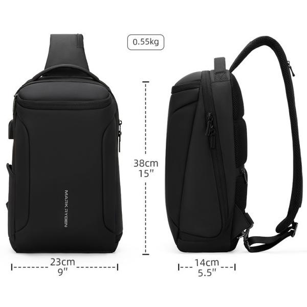 Mark Ryden Tas Selempang Pria Crossbody Waist Sling Bag USB  MR7069