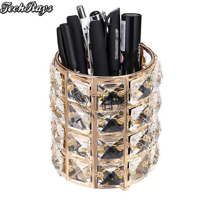 

Tempat kuas makeup crystal berlian tempat pulpen gold dan silver