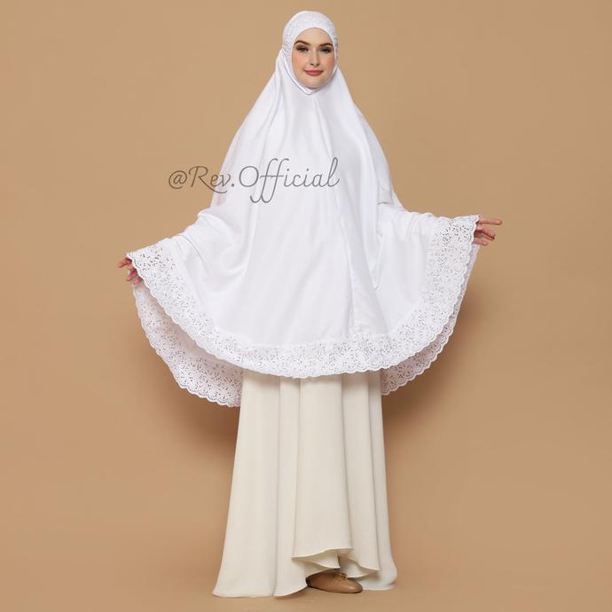 Bergo Kantong Wanita Putih Polos Super Jumbo Haji dan Umroh