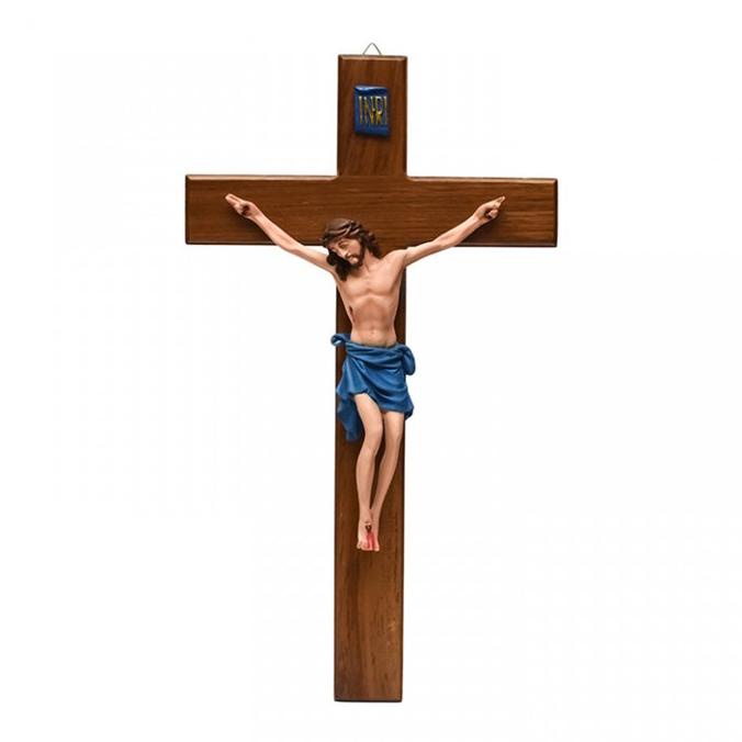 Salib Gantung Katolik Kayu Jati Warna 40cm - Salib Dinding - Yesus