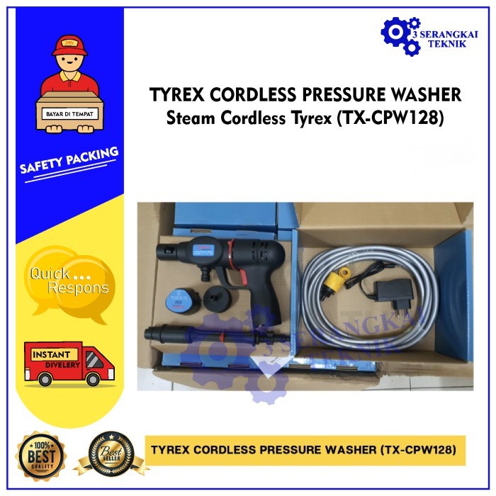Cordless Jet Cleaner Alat Cuci Motor Mobil Steam AC Baterai Tyrex