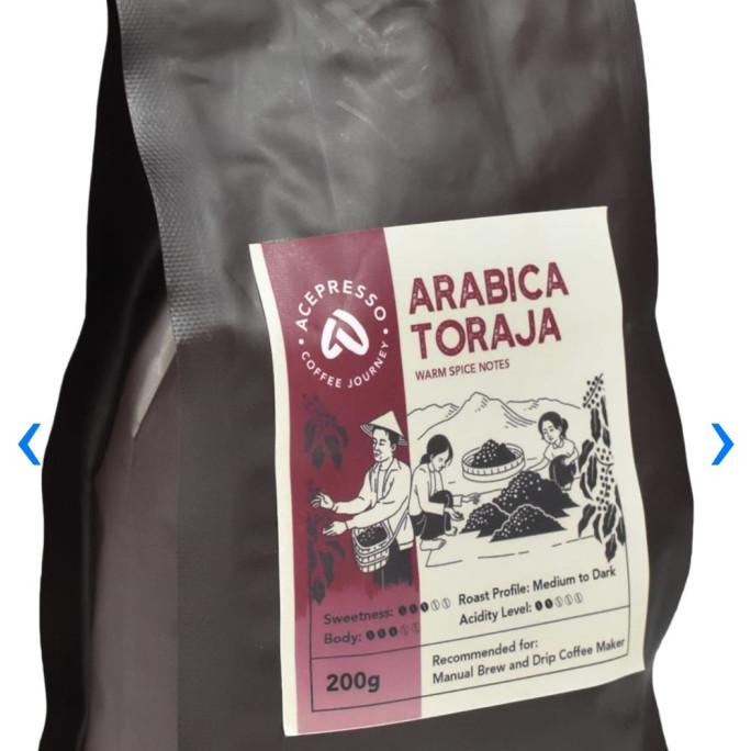 

Kopi Biji Acepresso Blend Arabica Toraja Biji Kopi 200 Gr