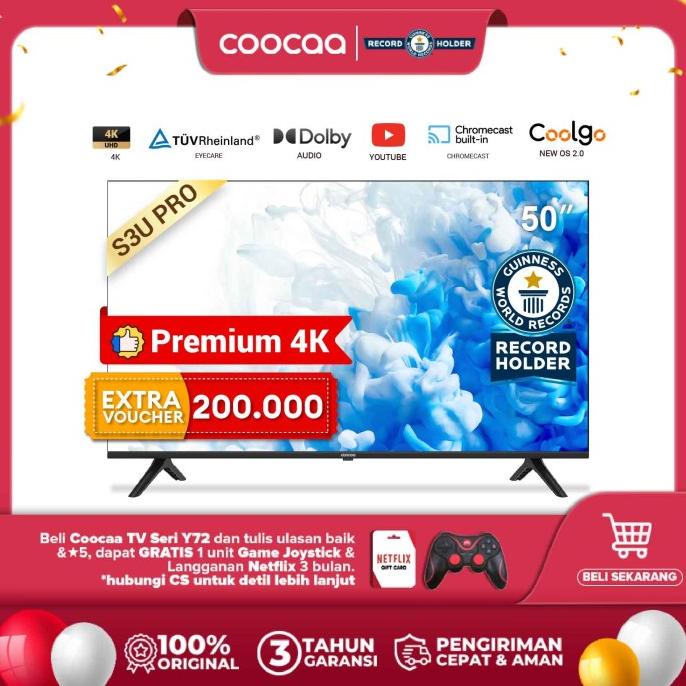 COOCAA 50 inch Smart TV-4K UHD-Dolby Audio (Coocaa 50S3UPRO)