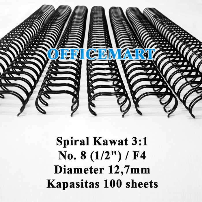 

Spiral Kawat F4 3:1 No. 8 (1/2") JBI - Hitam (Box Isi 100 Batang)