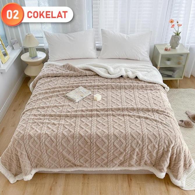 selimut tebal dewasa UK 180x200/ selimut lembut/selimut beludru domba