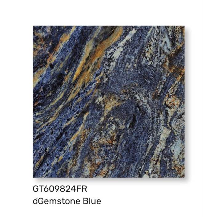 Granit Glossy Motif Marbel biru dGemstone Biru Ukuran 60x60 by Roman/Granit Kualitas 1 Grade A/Grani