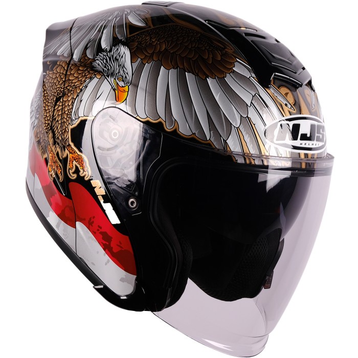 Njs Kairoz Dv Garuda Hitam Gloss - Helm Half Face