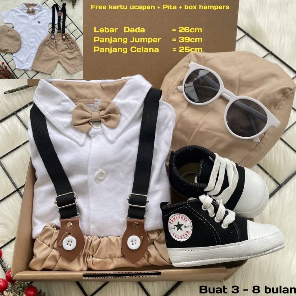 [BABY'S NEEDS] BABY BOY HAMPERS EXCLUSIVE / KADO GIFT SET BAYI MODEL.SUSPENDER BERDASI KACAMATA