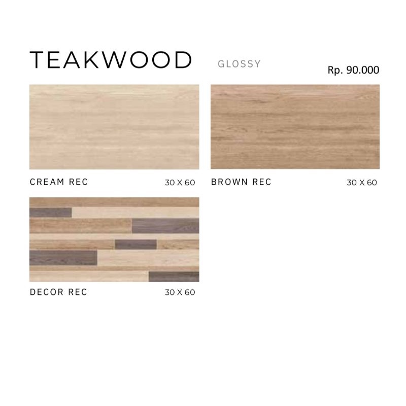 Keramik Glossy Motif Kayu Warna Coklat/Brown Teakwood Ukuran 30x60 by Platinum/Keramik Kualitas 1 Gr