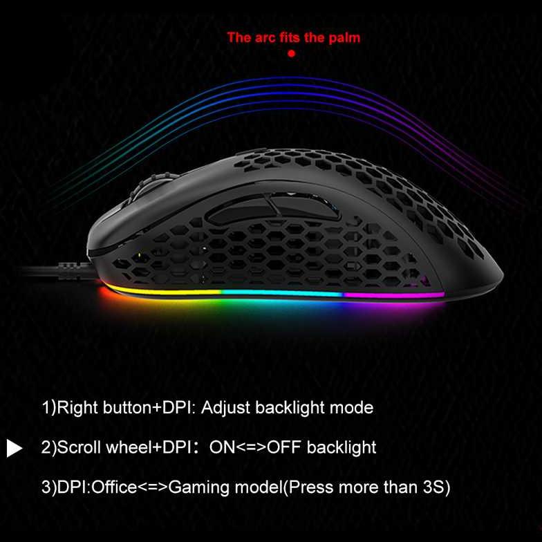 Mouse Gaming Honey Comb AULA F-810 RGB lighting - 6400DPI-Macro System