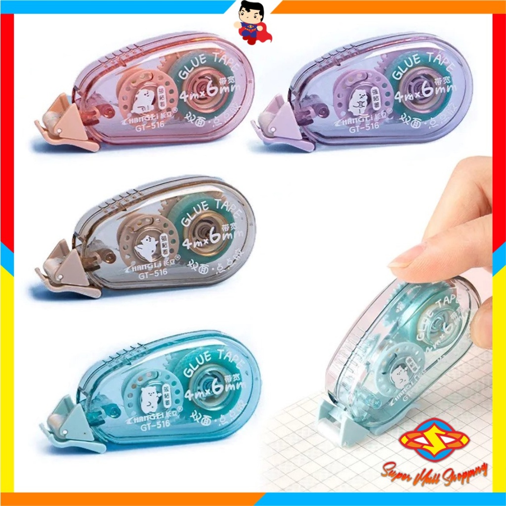 

SMS Glue Tape Roll 4M Double Tape Roller Tape Glue Super Kuat Tidak Beracun Lem Kertas Untuk Journaling Lem Titik DIY Perlengkapan Alat Tulis Kantor Pita Rol Perekat Dua Sisi Import