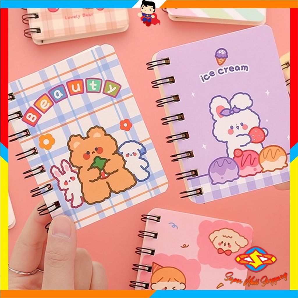 

SMS Notebook Ring Motif Kartun Buku Catatan Memo Spiral Buku Tulis Mini Binder Karakter Murah