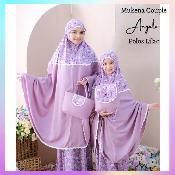 Mukena Couple Ibu Dan Anak Terbaru Rayon Angela Adem Hitam Lilac