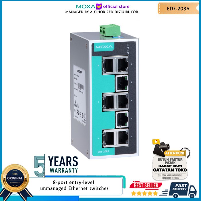 MOXA EDS-208A-T Unmanaged Switch 8-Port