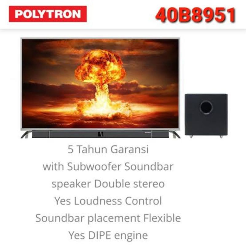 Tv LED Polytron 40b8951 Plus Soundbar Subwoofer