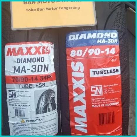 1 Set Ban Motor Maxxis Diamond MA-3DN Ring 14 70/90-80/90 Tubeless 16n