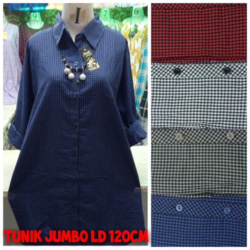 Tunik jumbo Ld 120 // Tunik jumbo motif kotak kecil