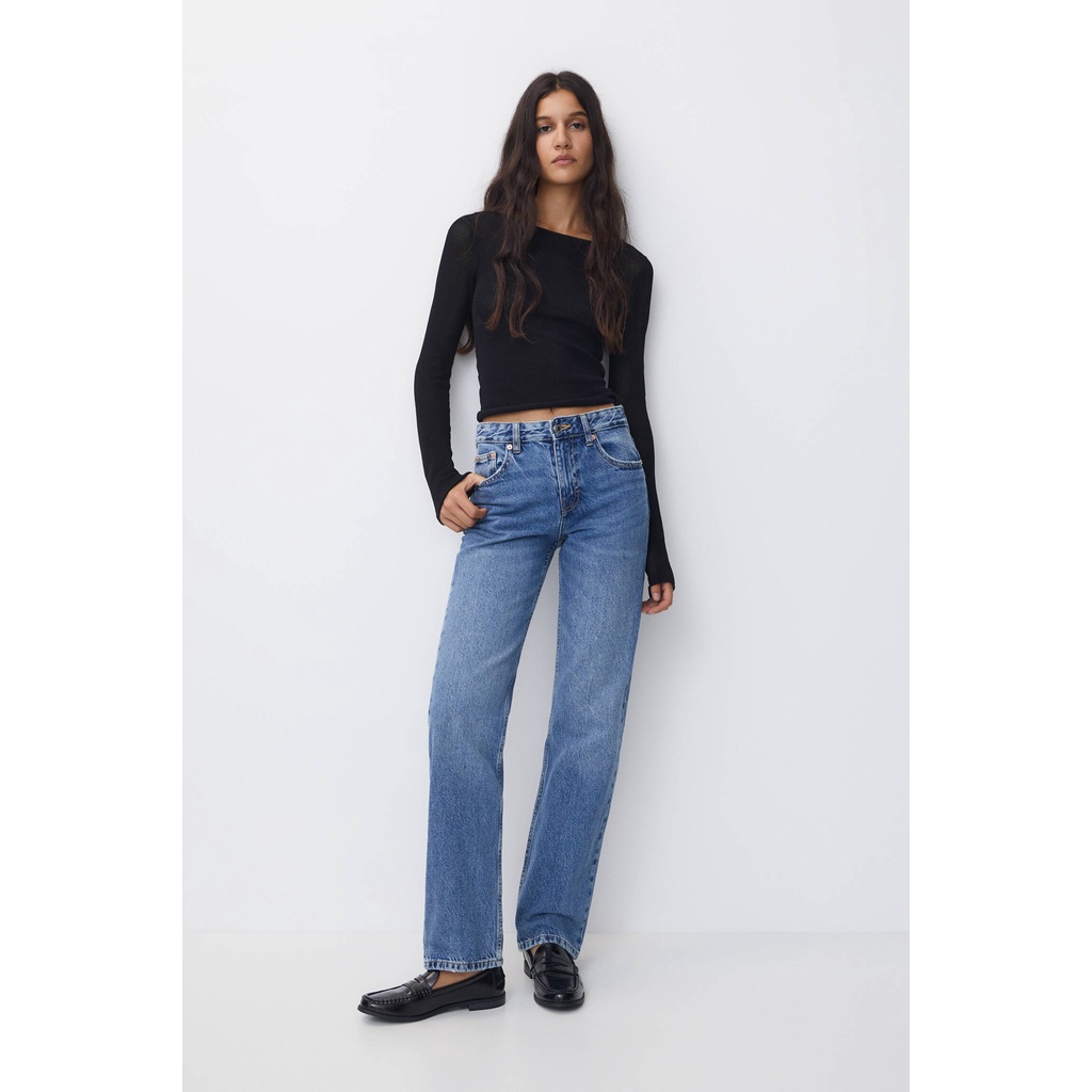 Pull&Bear Jeans lurus setengah pinggang