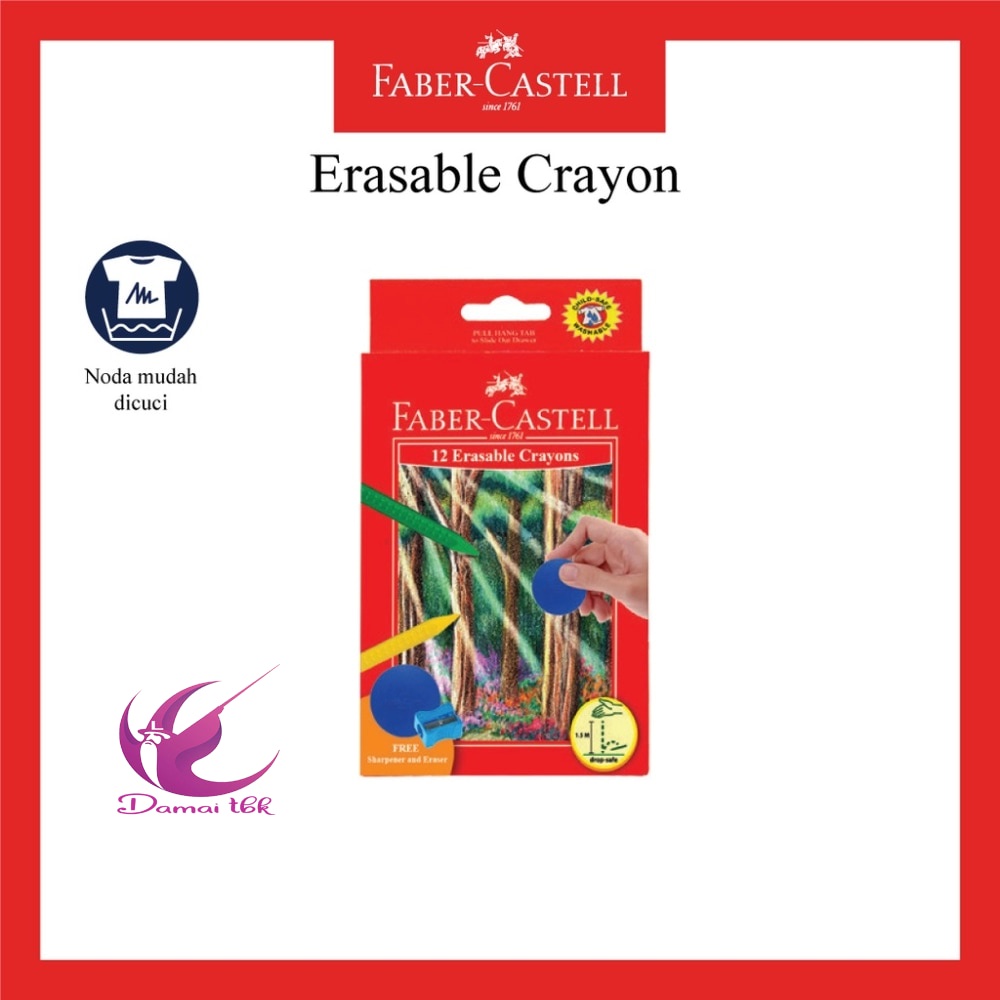 

Erasable Crayon Faber Castell 12 Warna / Erasable Crayons 12 / Gratis Penghapus dan Rautan