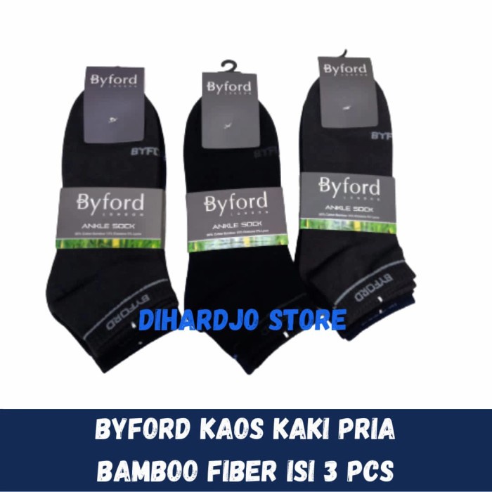 Kaos Kaki - Byford Kaos Kaki Pria Angkle Anti Bakteri Isi 3 Pcs Bahan Bamboo Fiber
