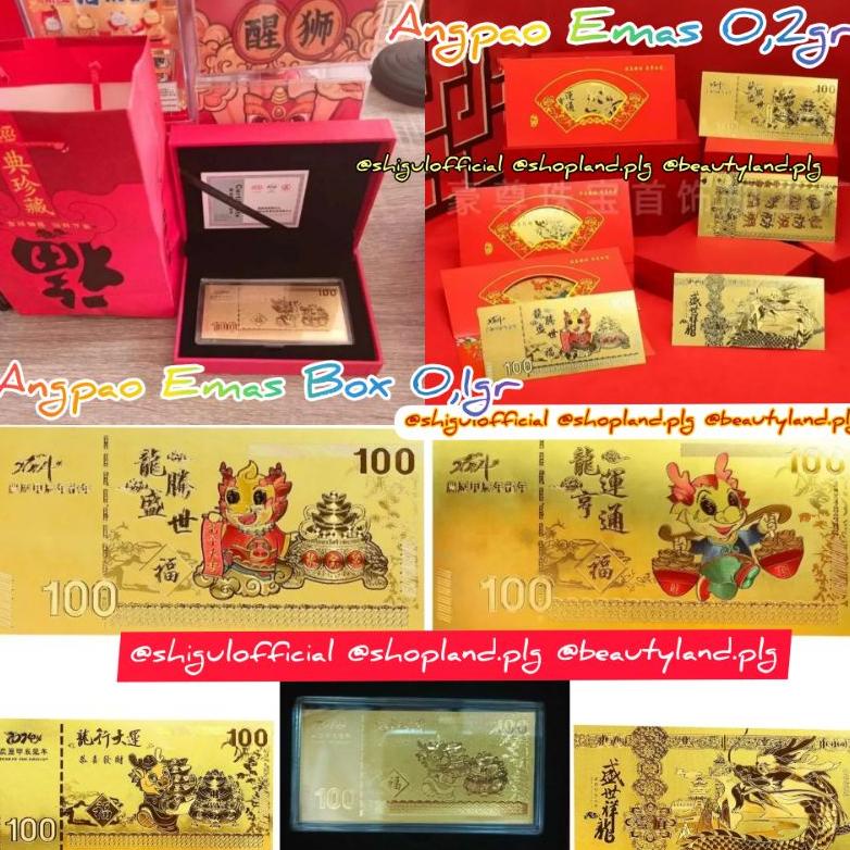 

New Stok 1 Set Box Angpao Emas Naga 2024 Money Gold Bar Bentuk Uang Angpao Gold 24K Hk Shio Naga Dragon Imlek 2024 Sertifikat Terlaris
