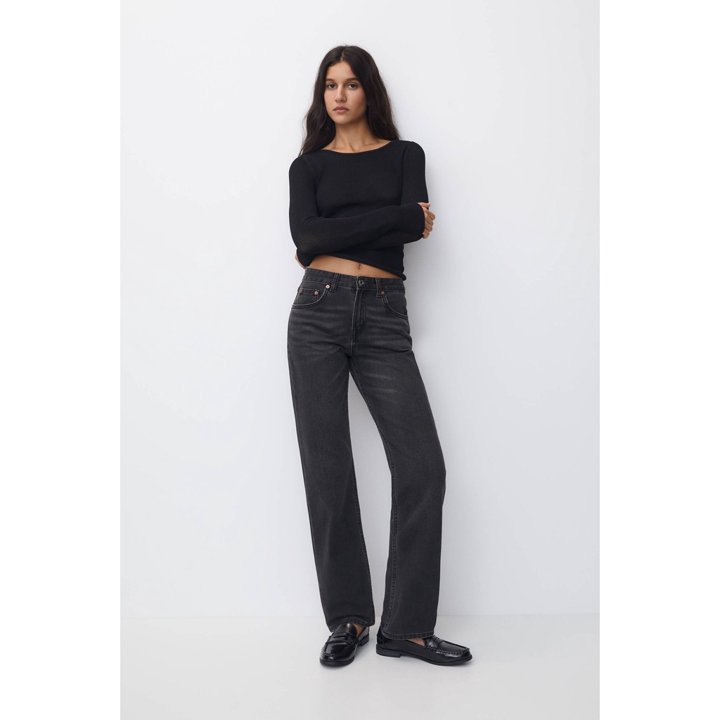 Pull&Bear Jeans lurus setengah pinggang