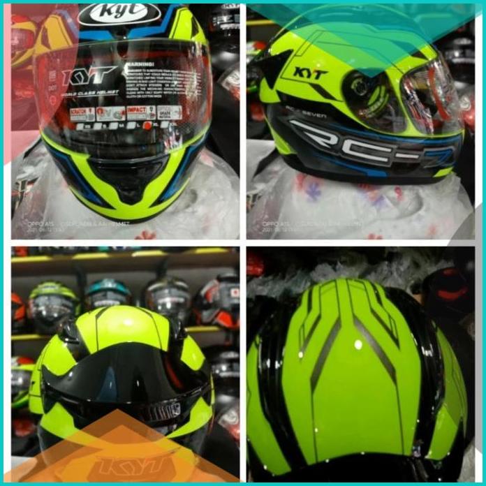 helm kyt full face rc7 hijau putih gold 16novz3 suku cadang