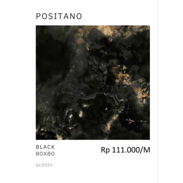 Granit Glossy Motif Marbel Hitam Emas Positano Ukuran 80x80 by Platinum/Granit Kualitas 1 Grade A/Gr