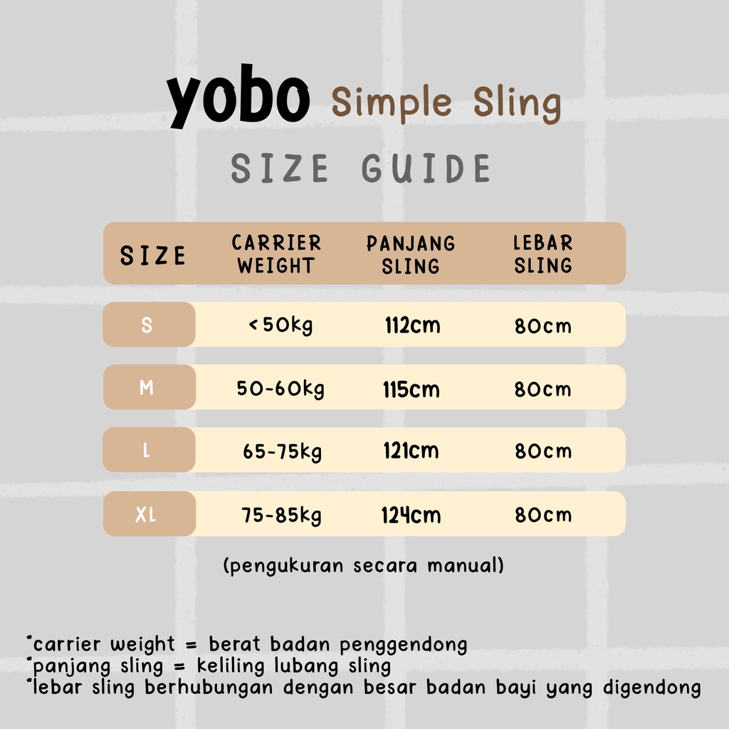 [BABY'S NEEDS] YOBO Simple Stretchy Sling GENDONGAN BAYI KAOS (GEOS)