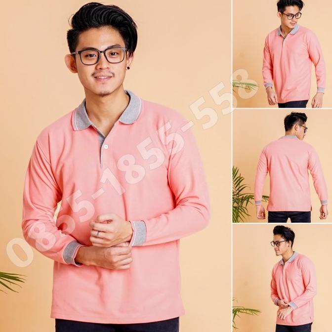 Kaos Polo Panjang Salem Kerah Abu / Kaos Kerah Panjang