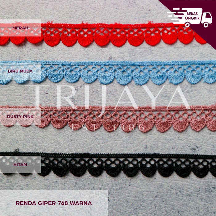 

Trijaya Renda Giper Guipure Giver Bordir - 768Warna (1,8 CM) Per Roll