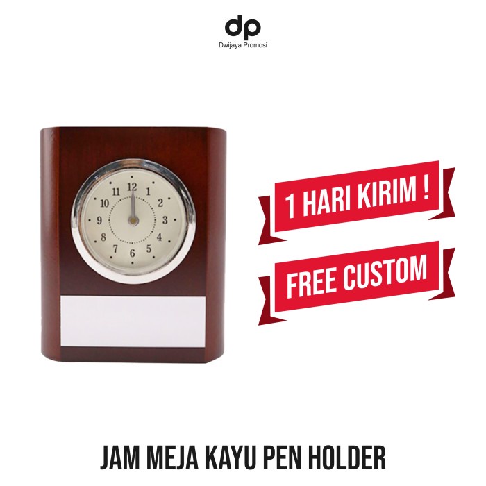 

TEMPAT PULPEN PEN HOLDER KAYU WADAH PEN JAM MEJA SOUVENIR JAM ANALOG