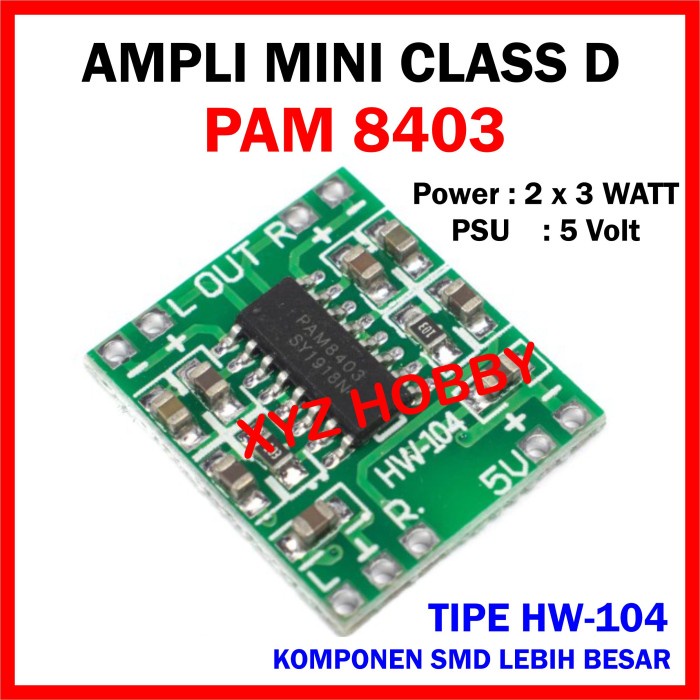 Ampli Mini PAM 8403 Class D Power Amplifier 2 x 3 Watt PAM8403