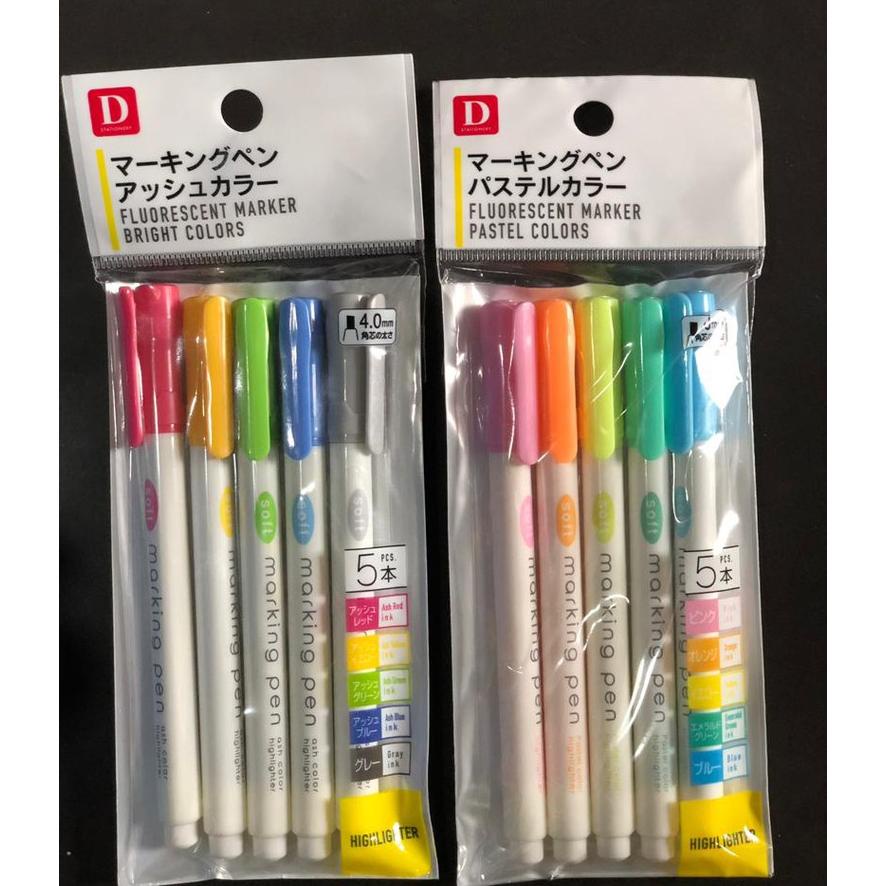 

Daiso Fluorescent Marker Highlighter Pastel Bright Colors - Pastel