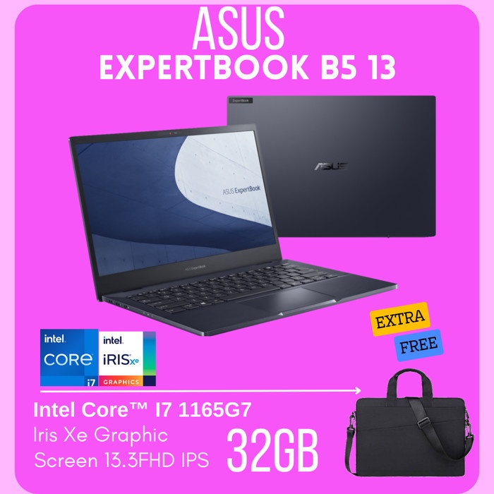 ASUS EXPERTBOOK B5 Core I7 1165G7 32GB 1TB SSD IrisXe 13.3FHD IPS Mlt