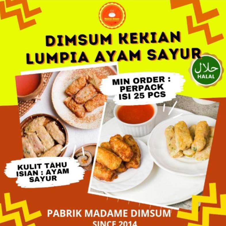 

Ready (VARIAN DIMSUM LUMPIA AYAM SAYUR) Pabrik Dimsum frozen food!! Dimsum Halal Lumpia Kulit Tahu (kekian) Isi Ayam sayur.. SUDAH INCLUDE SAOS.. pabrik Dimsum terlaris, termurah dan terenak.