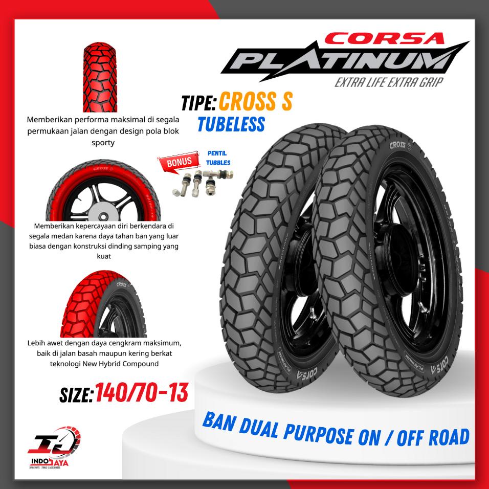 [Bayar Di Tempat] Ban Corsa Tubeless Platinum Cross S Ring 13 / Ban Luar Cross-S Ring 13 (110/70-13 