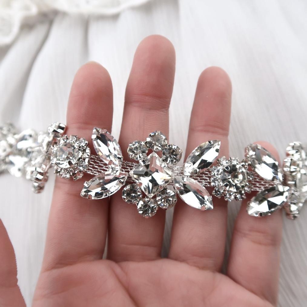 Limited Collection  Payet Rangkai Kristal Swarovski Cantik Import Besar Jahit Tempel Aplikasi Bridal