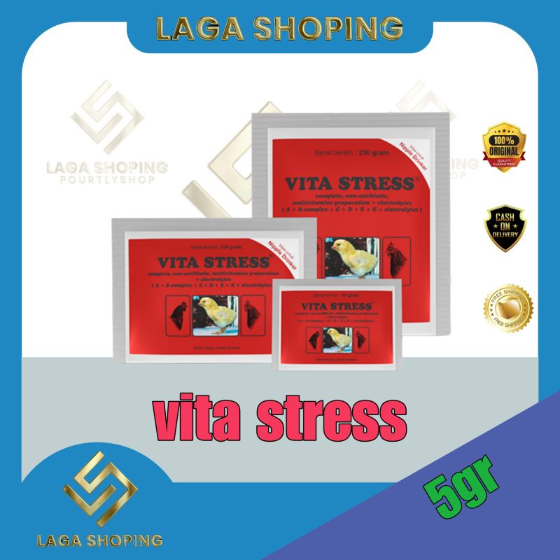 4 SASET VITASTRESS 5GR vitamin obat ayam burung besar kecil bebek cegah stres perubahan cuaca panas 