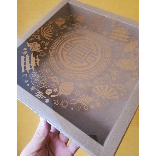 

5 pcs dus box kue keranjang motif imlek coklat tanpa sekat 22 x 6 cm