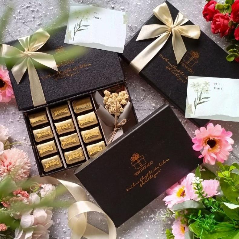 TERBARU SAFIYA HAMPERS COKLAT BOX DELFI TREASURE ALMOND BOX PREMIUM KADO ULTAH IDUL FITRI