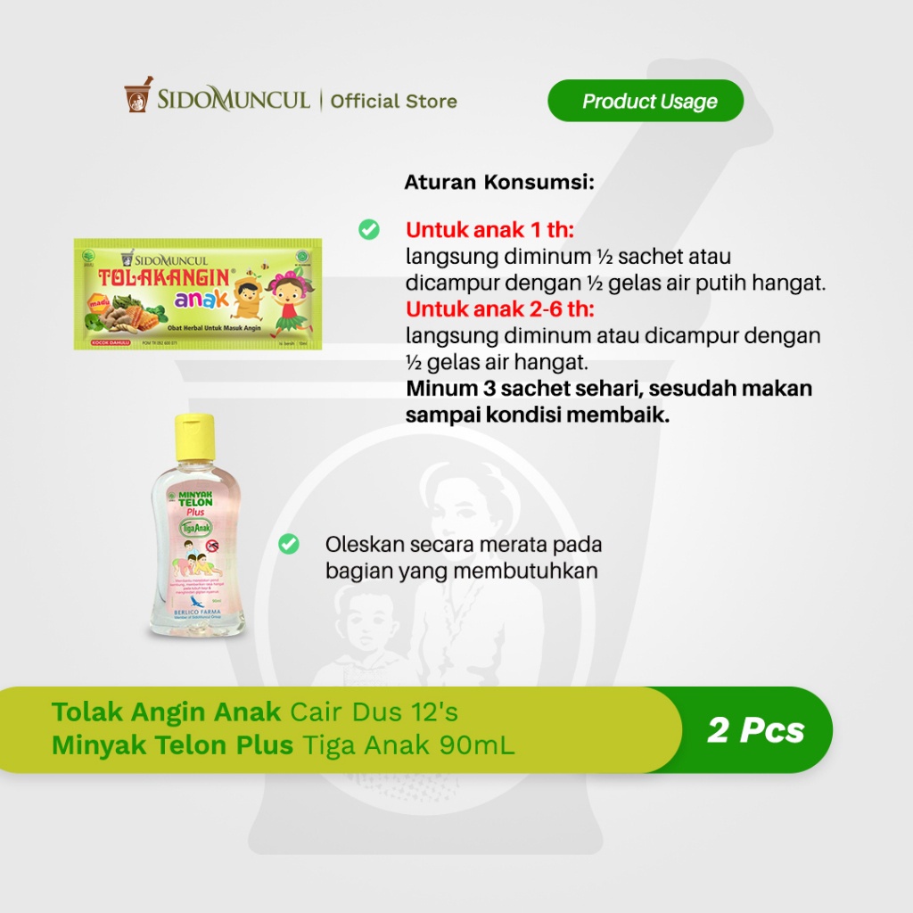 Tolak Angin Anak Cair Dus 12's + Minyak Telon Plus Tiga Anak 90mL